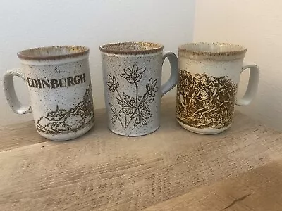 Vintage Dunoon Ceramic Coffee Mugs Lot Of 3 Scotland Cups Horses Edinburgh  • $28