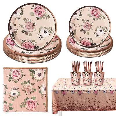 Rose Gold Tableware Dinnerware Party Decorations Birthday Wedding Baby Shower • £4.99