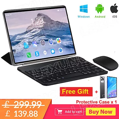 £47.85 • Buy 10.1  2 In 1 Laptop Android 10 Tablet PC Quad-Core 4GB RAM 64GB ROM GPS WiFi Sim