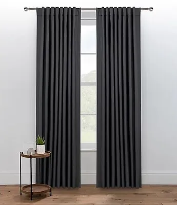 George Home Black Blackout Hidden Tab Top Curtains 66x72 RRP 35.00 Lot GDNP • £32.99