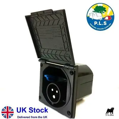 230V Mains Hook Up Inlet Socket Caravan VW Motorhome Flush Fitting Black PO113B • £12.89