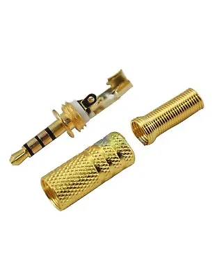 Gold 3.5mm 1/8  4 Pole TRRS Stereo Male Jack Plug  Audio Connector Replacement • £3.49