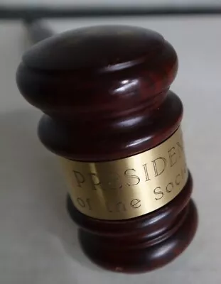 Gavel Judge  Auctioneer Wooden W Brass 10  President Of The Society Club Vintage • $12.95