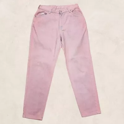 Vtg 80s Lee High Waist Pink Wash Denim Jeans Pin Up Style Union Made In USA 14 • £29.95