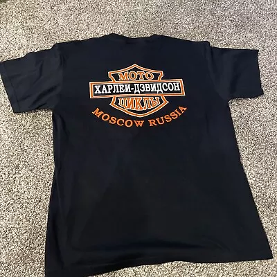 Vintage Harley Davidson Shirt Moscow Russia Black Mens Large. 90s Super Rare. • $175