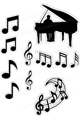 Music Notes Piano Cake Topper Party Deco Edible Birthday Celebration Stand Up • £5.49