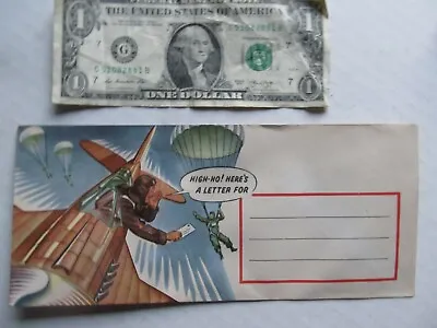 RARE 1943 COLORFUL WWII Patriotic Military Envelope Paratroopers Fighter Plane • $18.50