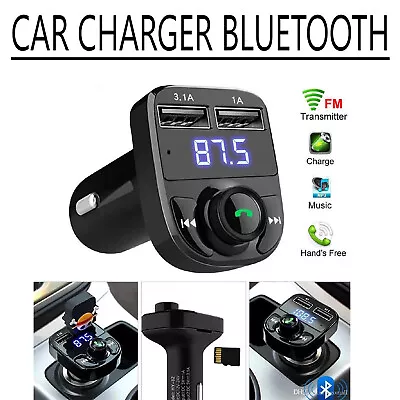 Fits IPhone' Car X8  Wireless Bluetooth FM Transmitter Kit USB Fast Charger • £11.92