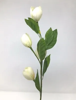 White Artificial Floral Arrangement Pick Stem 29” Basket Vase Filler Vtg READ • $11.50