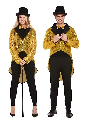 Las Vegas Performer Fancy Dress Costume Gold Sequin Dolly Dealer Showgirl Hen Do • £9.99
