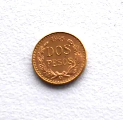 1945 Mexico Dos 2 Pesos Gold Coin  • £108.99