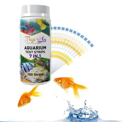 7-in-1 Water Test Kit Aquarium 100 Test Strips For Fresh & Saltwater Fish Tank • £10.99