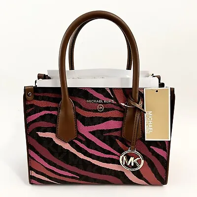 NWT Original $330 Michael Kors Maple Zebra Print Satchel Bag Top Handle Pink • $235