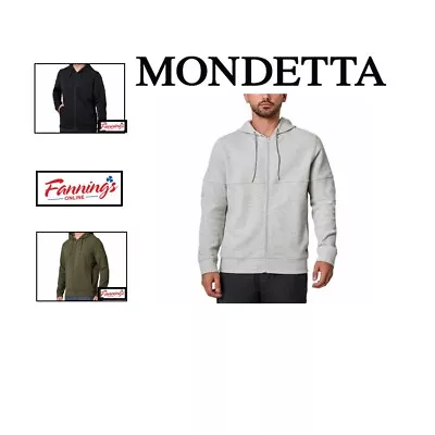 Mondetta Men’s Full Zip Hoodie Twill Surface Texture Self Fabric Cuffs B13 • $22.29