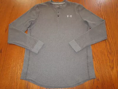 Under Armour Long Sleeve Gray Thermal Henley T-shirt Mens Small Excellent • $4.99