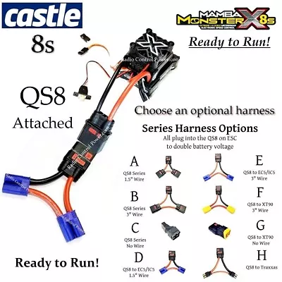 RCP-RTR Castle Creations Mamba Monster X 8s QS8 Attached Choose Your RTR Harness • $232.99