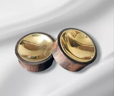 Sono Wood And Gold Concave Ear Plugs Saddle Fit Stretcher Tunnels 10mm - 25mm • £5