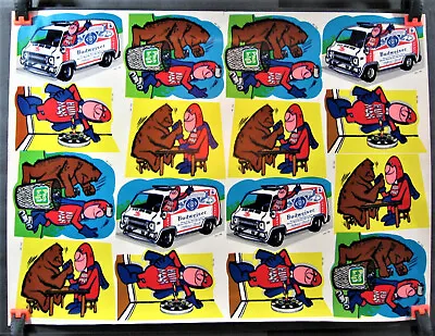 Vintage Bud Man An Busch Budweiser Beer Unused 16 Sticker Sheet Sign Old Stock A • $35.99