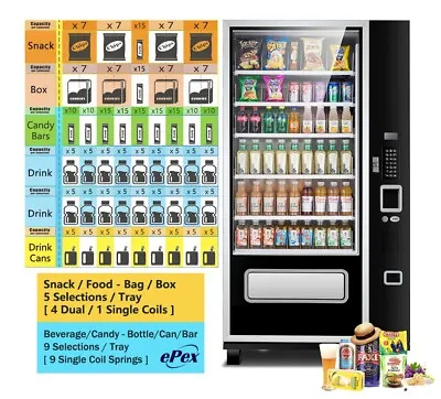 EPEX Beverage Large Combo Vending Machine With Stratified Temp Control Black • $4499
