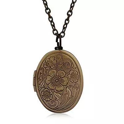  14k Gold Silver Women Girls Romantic Heart Locket Necklace Engraved Vintage • $17.54
