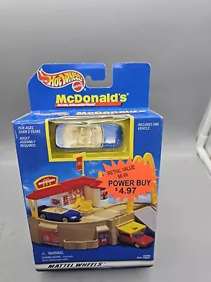 Hot Wheels Action Packed Playset  McDonald's Drive Thru W/ Blue Convertible 1998 • $16.99