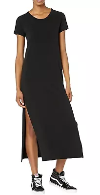 SUNDRY Womens Short Sleeve Maxi Dress With Slit Black Size 3 • $69.99