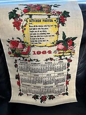 Vintage 1963 - Linen Wall Calendar Tea Towel - Kitchen Prayer - • $8