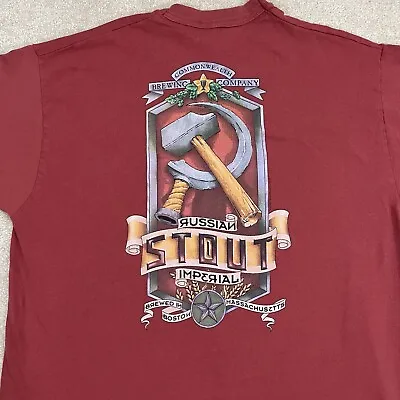 Vintage 90s Comonwealth Brewing Russian Stout Communist T Shirt Sickle Beer Tee • $11.24