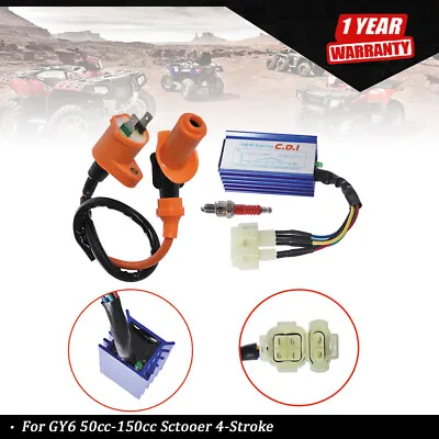 Racing Ignition Coil+Spark Plug+CDI Box For GY6 50cc-150cc Sctooer 4-Stroke USA • $11.99