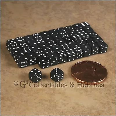 NEW 5mm 50 Opaque Black Mini Dice Set RPG Game Miniature Tiny 3/16 Inch D6 • $6.99