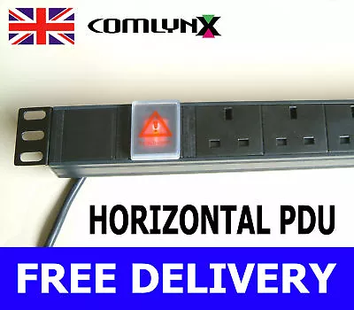 1U 19  5 Way Horizontal 13A Power Distribution Strip UK Plug PDU Rack Mount • £21.99