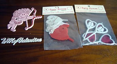 10 Vintage Valentines Day Cake Cupcake Plastic Decor Picks Lot Heart Cupid Love • $14