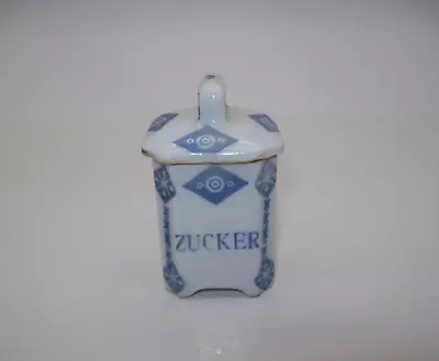 Vintage German Miniature Porcelain Ceramic SUGAR ZUCKER Jar With Lid • $22