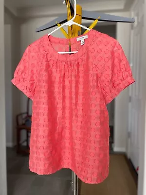 J.Crew Women’s Silk-like Polka Dot Top | Salmon | Size 10 (fits More Like 8) • $17