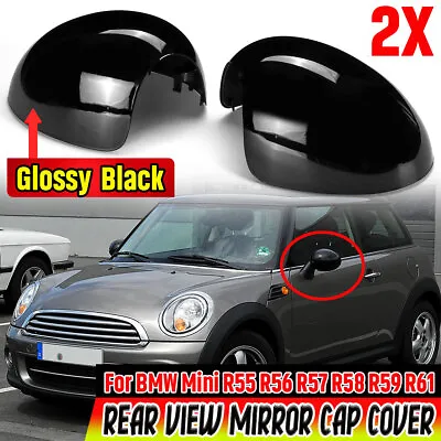 2X Side Mirror Cover Cap Black For MINI Cooper R55 R56 R57 R59 R60 2007-2013 • $37.42