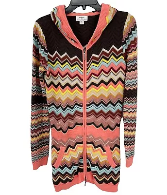 Missoni Target Zigzag Chevron Full Zip Junior Hoodie CardiganTunic Sweater Sz XL • $22