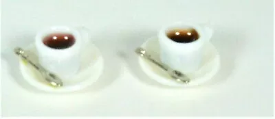 Doll House Coffee Cups And Saucers With Spoons Miniature  • $9.57