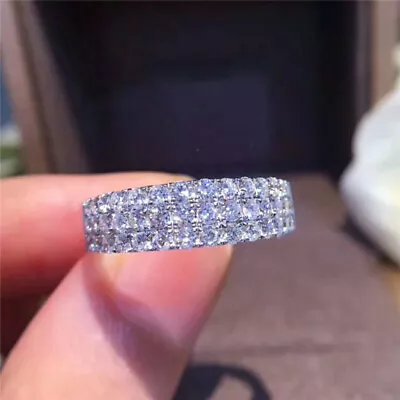 925 Silver Plated Women Ring Gift Gorgeous Cubic Zircon Wedding Jewelry Sz 6-10 • $2.34