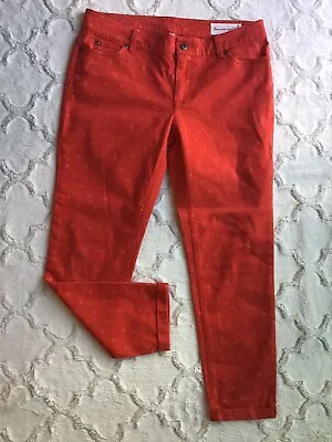 Two By Vince Camuto Women's Sz 29 Orange & White Printed Ankle Cuffed Jeans • $18.99