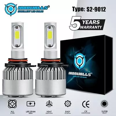 IRONWALLS 9012 2000W 300000LM LED Headlight Bulb Hi/Low Beam Fog Light 6000K • $17.98