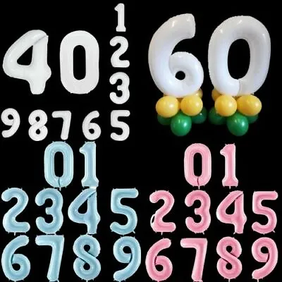 40  Giant Foil Numbers Happy Birthday Age Balloons 1st/13/16/18/21/30/40/50/60th • £4.45