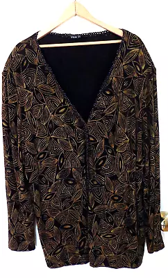 Vicki Vi  Womens Size 2X Black & Gold Cardigan Sweater • $19.98