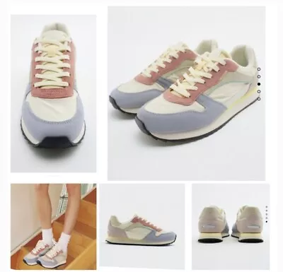 Zara Soft Athletic Colorblock Multicolor Fashion Trainers Sneakers US Size 6 • $50