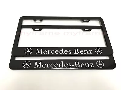 2pcsMERCEDESwithLOGO* BLACK Metal License Plate Frame With Screw Caps Ll • $23.46