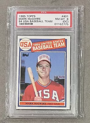 1985 Topps #401 Mark McGwire USA Baseball RC Rookie PSA 8 (OC) NM-MT • $24