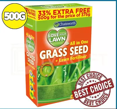 500g Grass Seeds Lawn Fertiliser Seeds Hard Wearing Fast Growing Quick Start • £5