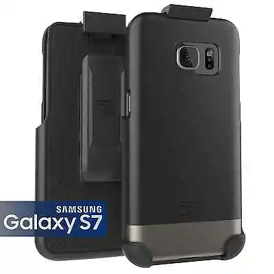 For Samsung Galaxy S7 Slim Hybrid Armor Case + Belt Clip | Silver • $12.97