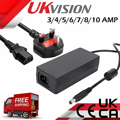DC12V Power Supply With Kettle Lead Adapter Connector 3A/4A/5A/6A/7A/8A/10A UKCA • £8.99