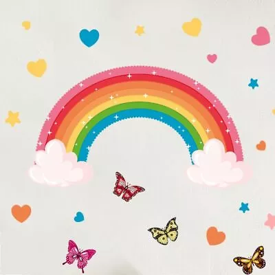Butterfly Sticker Heart Star Wall Paper Nursery Wall Decals Rainbow Wall Sticker • $12.52