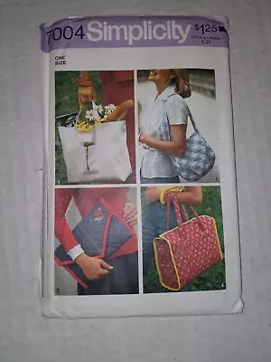 Vtg Simplicity 7004 Sew Pattern Quilted Tote Shopping Duffle Bag Clutch Purse • $4.55